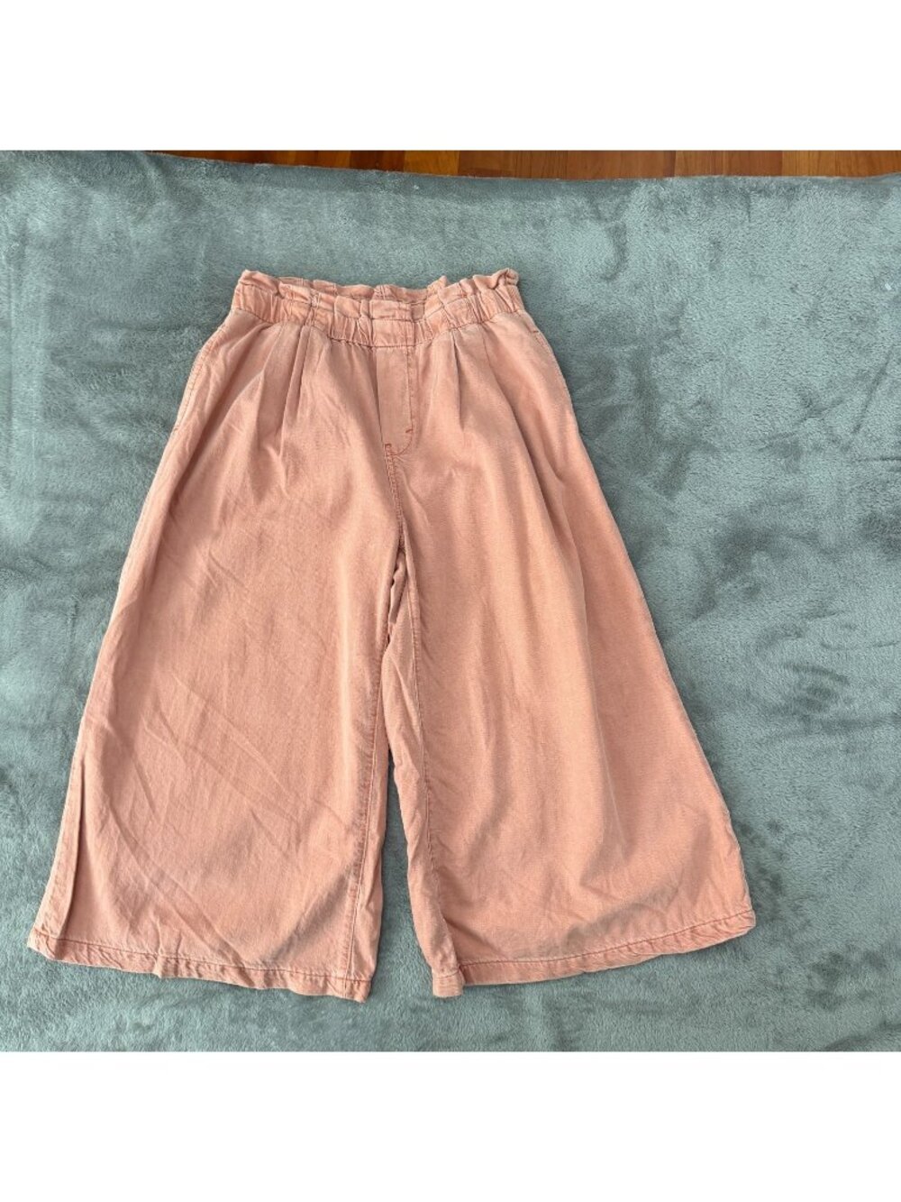 Pilcro Wide Leg Crop Pants Womens MEDIUM Pull On Coral Orange Cotton Lyocell